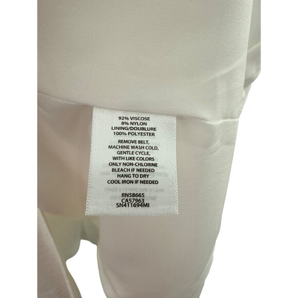 Something Navy Womens Belted Sleeveless Midi Dress S Viscose/Polyester White - Picture 5 of 7